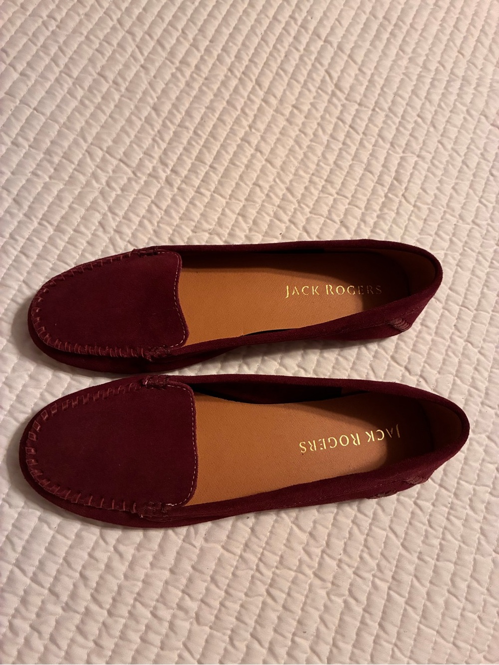 Jack Rogers Wine Burgundy Suede Slip-On Loafers